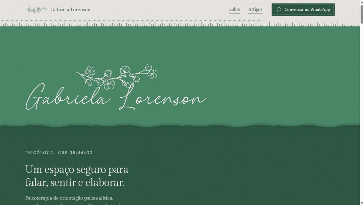 Interface do projeto Gabriela Lorenson