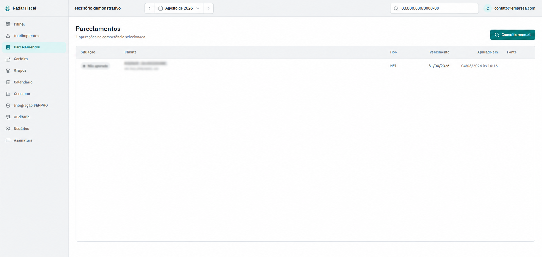 Interface do projeto Radar Fiscal